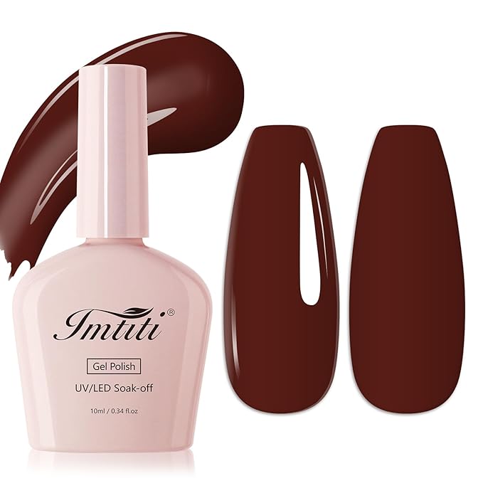 Imtiti Brown Gel Nail Polish, 1Pcs Maroon Chestnut Brown Gel Polish for Autumn and Winter DIY at Home(0.34 Fl Oz-1917)