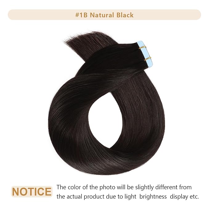 YILITE Tape in Hair Extensions Human Hair 22 inches 20pcs 50g Silky Straight Invisible Tape in Hair Extensions Off Black Real Human Hair Extensions