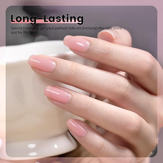 RARJSM Jelly Nude Gel Nail Polish Set Sheer Milky Blush Pastel Rose Caramel Pink 6 Transparent Neutral Skin Tone Colors French Manicure LED UV Gelpolish Soak Off Curing Requires for Home Salon 7.5ml