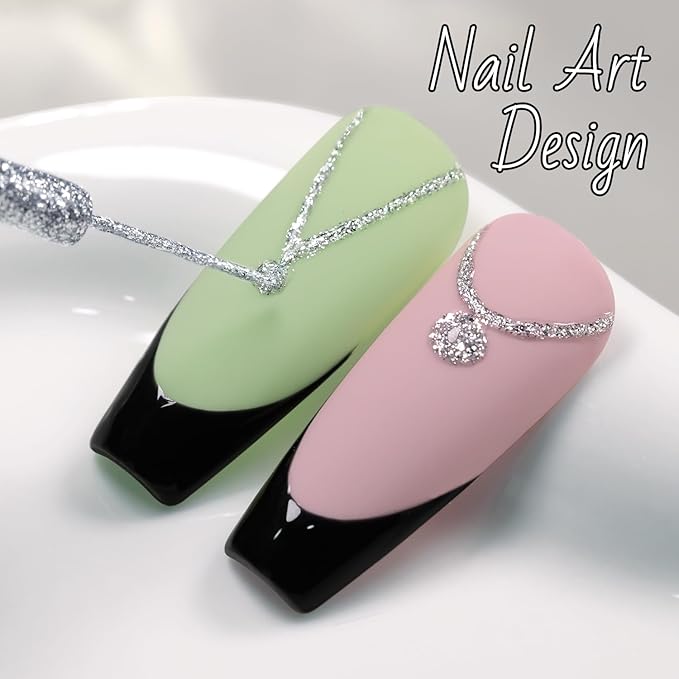 Double Rhythm 15 Ml Metallic Gel Liner Nail Art Bronze Mirror Chrome Painted Drawing Stripper 3D Effect Gel Polish (Glitter Silver-L1001)