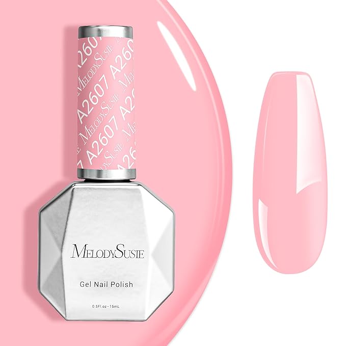 MelodySusie 0.5fl oz Milky Pink Gel Nail Polish, Nails Soak Off UV LED Baby Pink Gel Polish Gift for Women Nail Art Manicure Salon DIY Nail Design Decoration at Home-A2607
