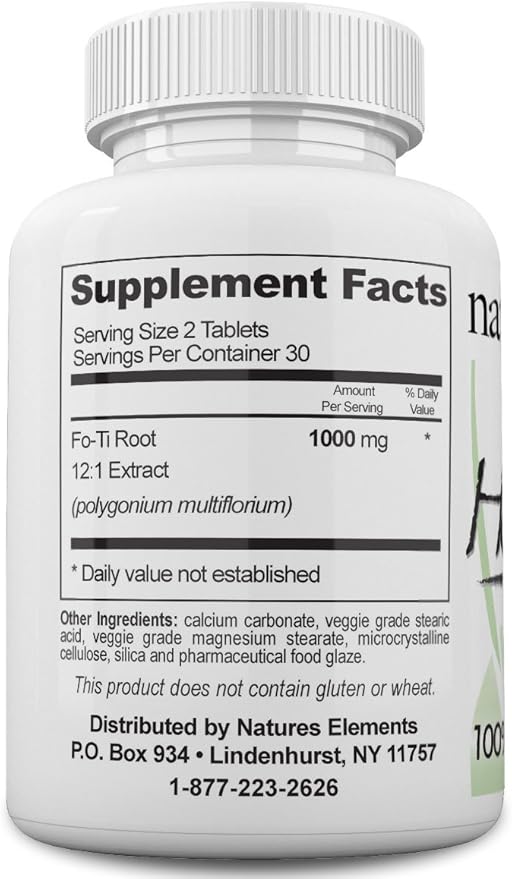 He Shou Wu – 12:1 High-Potency Fo-Ti Root Extract – 1000mg per Serving – 60 Vegan Tablets – Traditional Chinese Herb for Hair Growth & Gray Hair – Non-GMO, Gluten-Free, 100% Natural