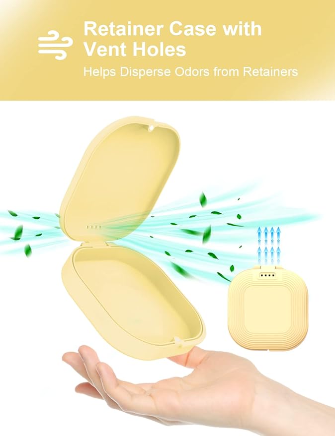HEMILAB® Retainer Case, Aligner Case with Vent Holes, Compatible with Invisalign, Mouth Night Guard, Yellow