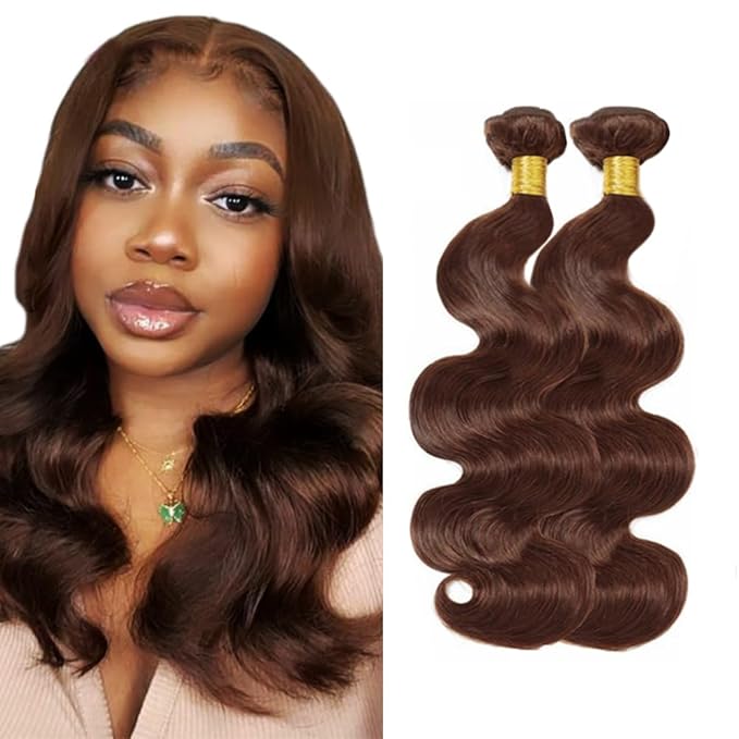 Dark Brown Bundles #4 Body Wave Human Hair Bundles Brown Body Wave Bundle 14 14 inch #4 Human Hair Bundle