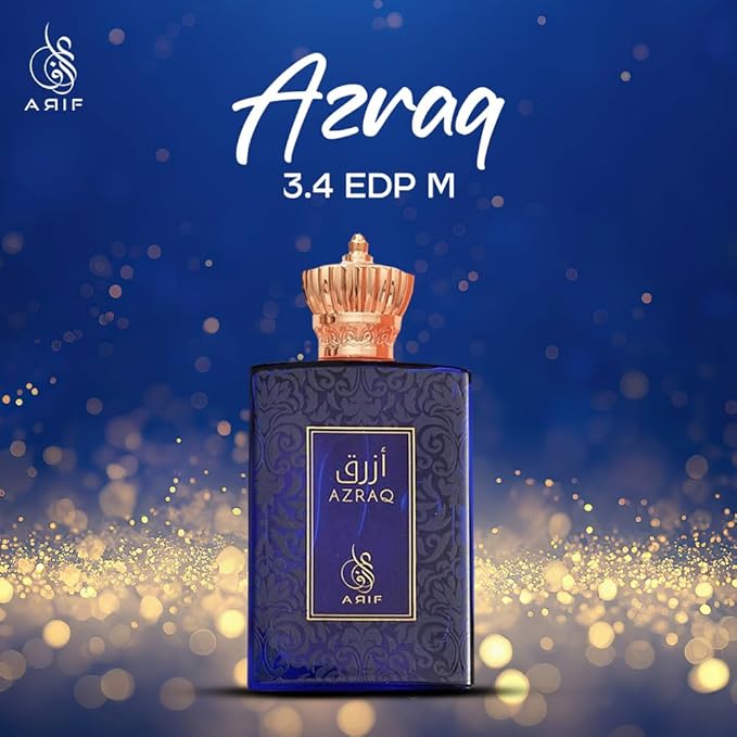 ARIF Azraq Perfumes – Fruity & Fresh Eau de Parfum for Men – Pear, Lavender, Lotus, Cinnamon, Black Vanilla Husk & Amber – Long-Lasting Fragrance – 3.4 oz