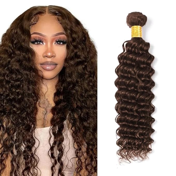 Brown Bundles Human Hair #4 Deep Wave Bundles 16 inch Dark Brown Deep Wave Bundle Color #4 100g