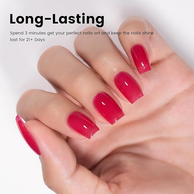 RARJSM Nude Gel Nail Polish Cherry Pink Sheer Neutral Skin Tone Color Ice Jelly Clear Pink Gel Polish Transparent Nail GelPolish Soak off UV LED Cured for Home Salon DIY Manicure 15ml Single Bottle