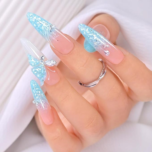 Double Rhythm 0.5Oz Glitter Gel Polish Same Color Same Bollte Shimmer Reflective Color for Nail Art Salon DIY Soak Off 15ml Nail Lamp Gel Polish at Home (Candy Blue-B1201)