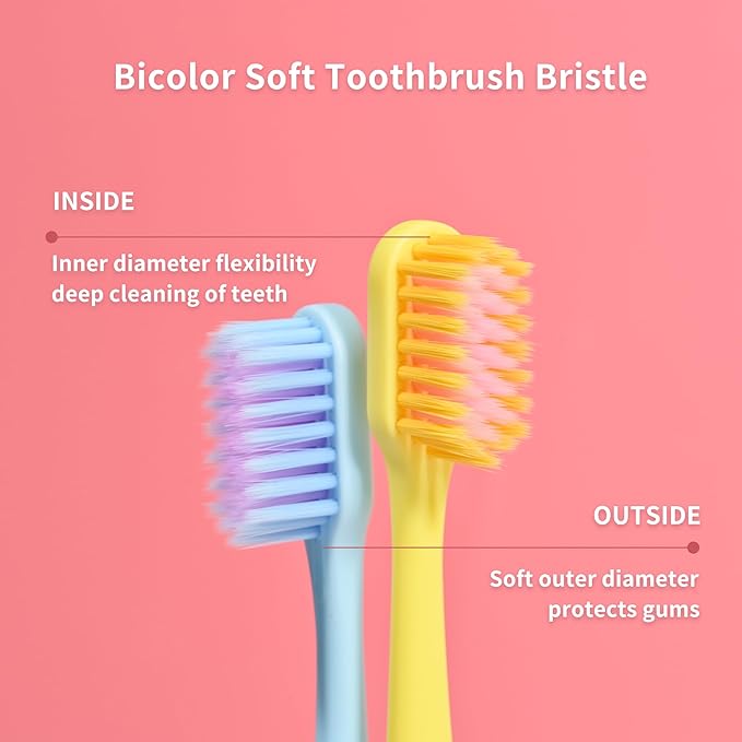 VIWIK 10 Pack Ultra-Soft Bristle Toothbrushes Multicolor Toothbrush for Kids and Girls Soft Toothbrushes for Adults Gentle on Gums Durable Comfortable Grip for Daily Oral Care