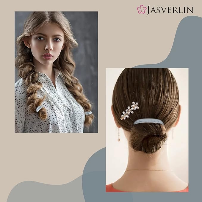 Gray Hair Ties Elastics Ponytail Holder Scrunchies For Women Girls Thick Thin Fine Texture No Crease Damage-free Super Stretch Hairbands 4mm 50 pcs (Light Gray)