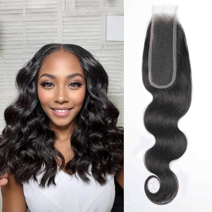 2x6 HD Lace Closure Body Wave With Raw Human Hair HD Lace 0.10 mm Invisible Ultra-Thin HD Lace Single Knot Pre-Plucked Brazilian Raw Human Hair Nature Black 16 Inch
