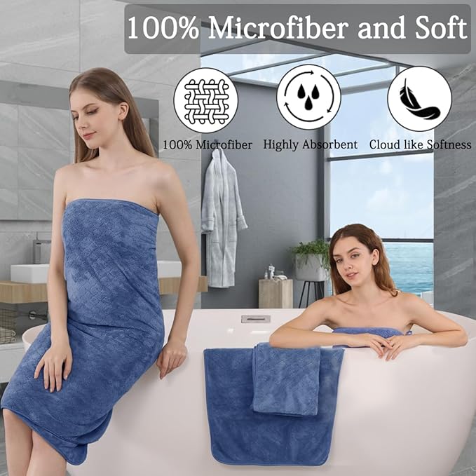Extra Large Bath Towels Set 35x70 Inches - Luxury 600 GSM Oversized Bath Sheet,Ultra Soft Microfiber - Quick Dry,Highly Absorbent Shower Towels Spa Hotel Bathroom Towel Set (4-Pack,Air Force Blue)