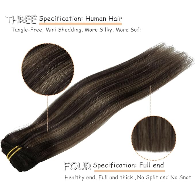 Caliee 16Inch Real Hair Extensions Clip in Human Hair Invisible Straight R1B-1B/6A Natural Black to Light Chestnut Brown Balayage Hair Extensions Clip in Human Hair 7Pcs for Full Head