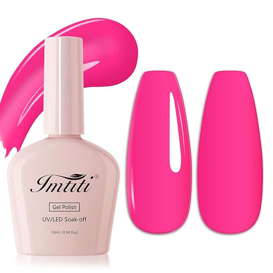 Imtiti Hot Pink Gel Nail Polish, 1Pcs Neon Pink Soak Off UV LED Gel Polish Nail Art Manicure Salon DIY at Home for Spring and Summer (0.34 Fl Oz-954)