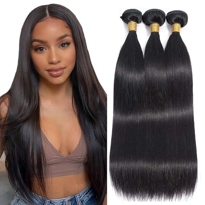 Straight Bundles Human Hair Black Natural Color Bundle Brazilian Unprocessed Virgin Hair 150g/3 Bundles 22 24 26 Inch Straight Human Hair Weave