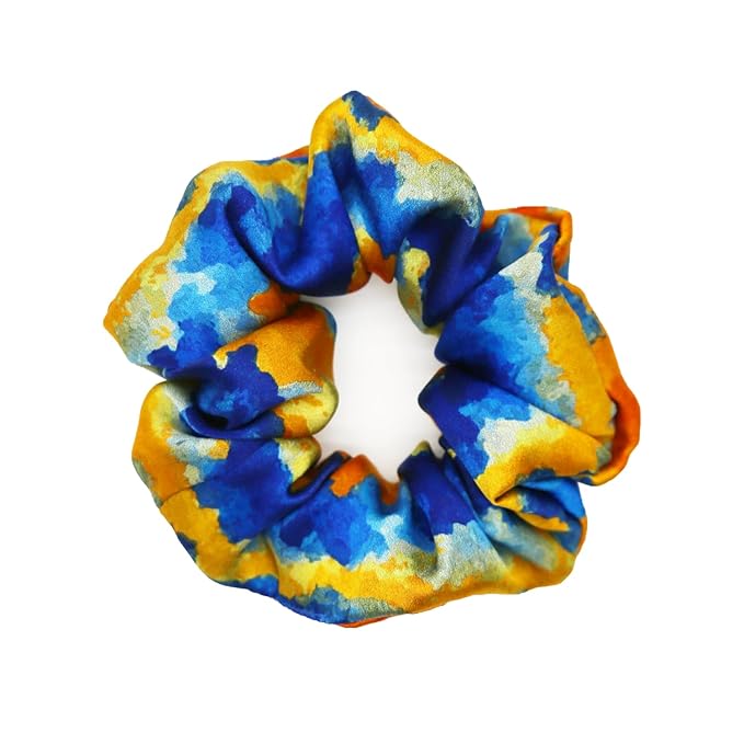 Pure Silk Scrunchies, 100% Mulberry Silk Hair Elastic for Women, Anti-Crease, Gentle on Hair, 1 PC, Sunset Beach