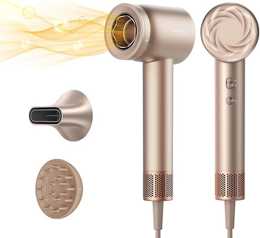 Dreame Glory Mix High-Speed Hair Dryer, Dual Voltage, 3 Magnetic Nozzles, Perfume Infusion, Customized Fragrant Drying, NTC Control, 300M Negative lons, 110,000RPM Motor, 336g Lightweight, Gold