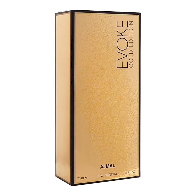 Ajmal Evoke Gold Eau de Parfum for Women, 2.5 fl oz / 75 ml, Floral Woody Musky Elegant Fragrance, Long Lasting Women’s Perfume, Made in Dubai