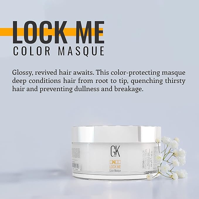 GK HAIR Hair Masque (7.05 Fl Oz/200g) Global Keratin Lock Me Deep Conditioner Mask for Color Protection Against Dull, Damaged & Weak Hair, All Hair Types