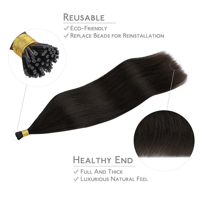 WENNALIFE I Tip Hair Extensions Human Hair, 50g 50s 22 Inch Dark Brown Remy Itip Human Hair Extensions Invisible Itips Straight I Tips Fusion Extensions Real Human Hair