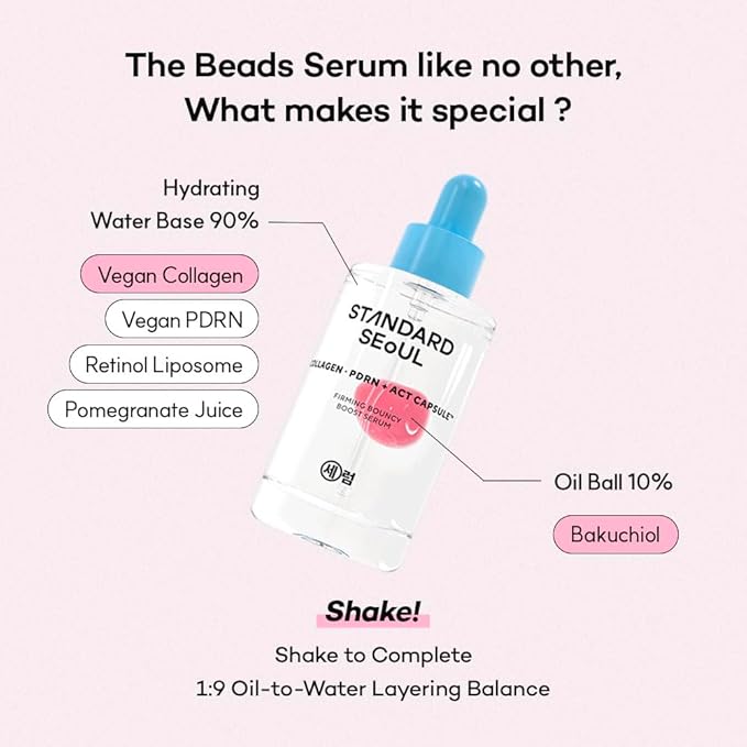 PDRN Firming Bouncy Boost Serum -Supports Skin Elasticity & Smooth, Water-Like Capsule Complex with Vegan Collagen, Bakuchiol & Retinol, Refined Texture, K-Beauty Serum (30ml)