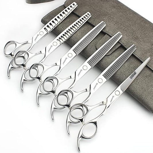 6/6.5/7 Inch Black Hairdressing Scissors Salon Hairdressing Tool 440c High Hardness Stainless Steel Haircut Hair Thinning Hairdressing Scissors (6.5 Inch 6 Pieces)