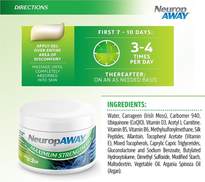 NeuropAWAY® Maximum Strength Gel, for Nerve discomfort, Burning, Tingling, and Numbness 2oz