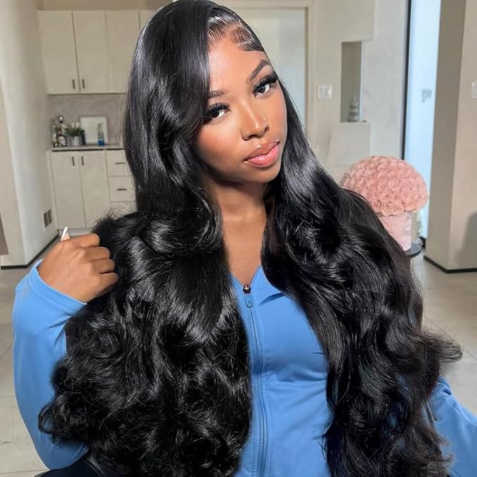 Natural Black Human Hair Wig Body Wave 13x6 Lace Front Wigs Human Hair Wigs For Black Women 24 Inch