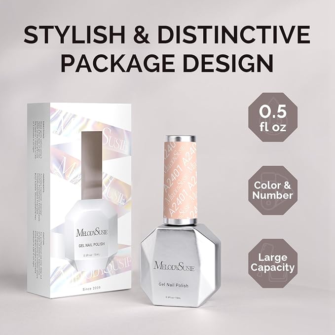 MelodySusie 15ML Nude Pink Gel Nail Polish,Nails Soak Off UV LED Milky Nude Gel Polish Gift for Women Nail Art Manicure Salon DIY Nail Design Decoration at Home-A2401