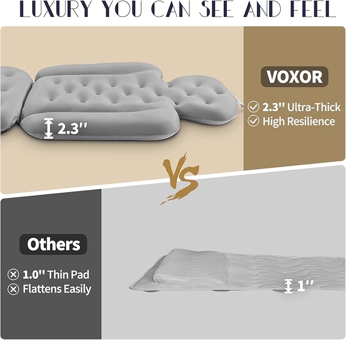 Full Body Bath Pillow for Bathtub, Thick Bathtub Cushion with Laundry Bag, Luxury Tub Pillow for Bath for Headrest Neck and Back Support Gray 56" x 16"