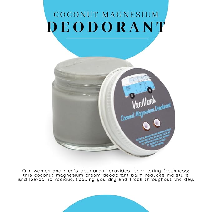 Vanman’s - Handmade Coconut and Magnesium Deodorant (3 Pack) - Odor Control for Underarms - Routine Deodorant For Women and Men - Personal Care Products - 2.8 oz