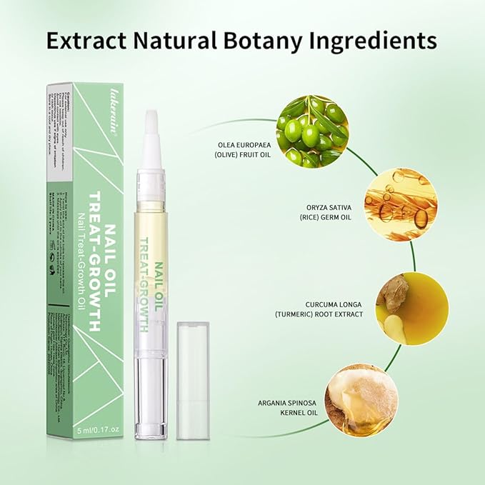 Cuticle Oil Pen for Nail, Natural Nail Strengthener & Growth Treatment, Nail Repair Oil for Damaged Nails, Promotes Nail Growth, Strengthens & Brightens Nails, Nail Care