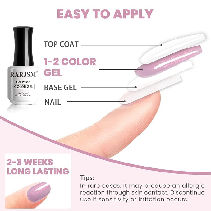 RARJSM 15ML Light Pink Pearl Gel Nail Polish,Pearlescent Gel Polish,Silver Glitter Gel Polish Red Shimmer Mermaid Nail Gel Polish Soak Off LED UV Drawing Swirl Thread Effect for DIY Manicure Use