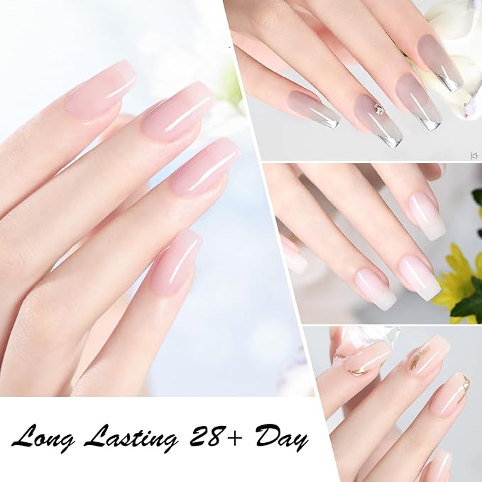 CANNI Sheer Jelly Milky White Gel Nail Polish, 1Pcs Jelly White Gel Polish Sheer Clear Light White Translucent Color Soak Off U V Nail Manicure Salon DIY