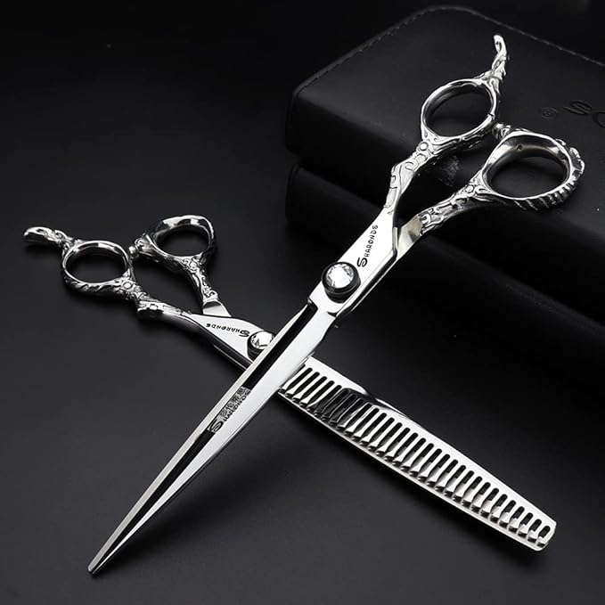6/7/8 inch Cutting Thinning Styling Tool Rainbow Hair Scissors Professional Hairdresser Hairdresser Scissors Set (7-inch 2pc-A)