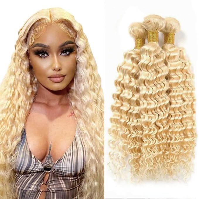 32 32 32 Inch 613 Bundle Blonde Deep Wave Human Hair Weave Brazilian Unprocessed Virgin Hair 3 Bundles 613 Blonde Deep Wave Human Hair Extensions