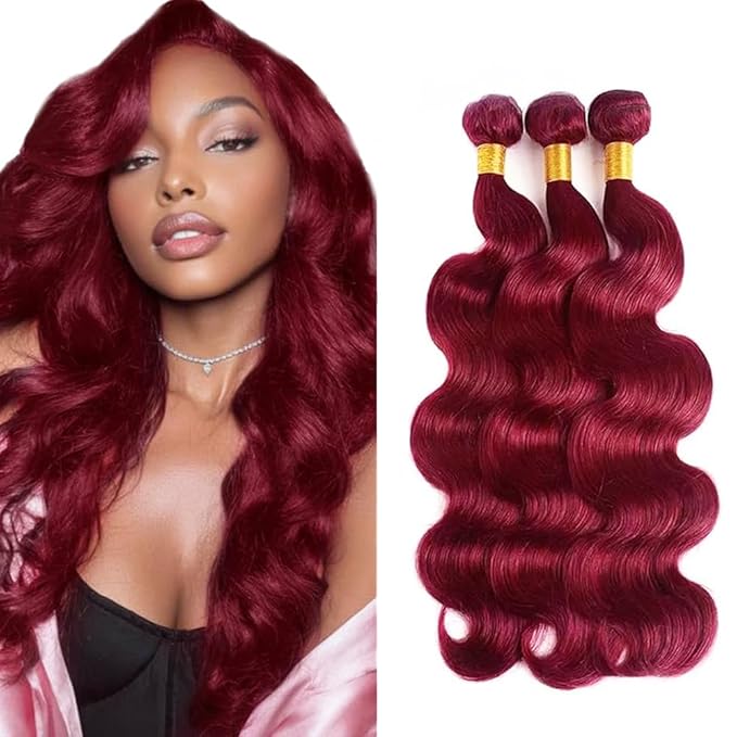 Dark Burgundy Bundles 99J Burgundy Body Wave Bundles 30 32 34 Inch 150g Brazilian Unprocessed Virgin Hair Red Bundles Human Hair Extensions