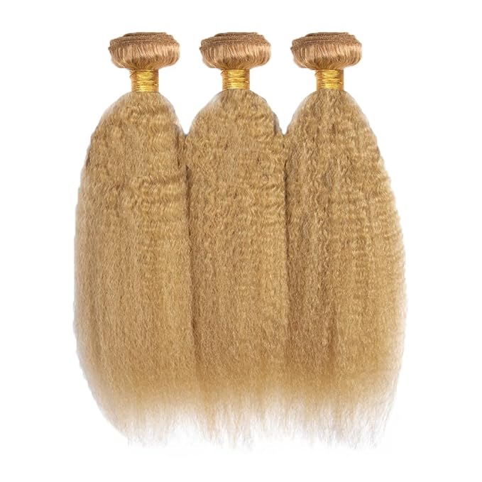 22 24 26 Inch 27 Yaki Straight Bundles Human Hair Honey Blonde Bundles Brazilian Hair 3 Bundles Unprocessed Color #27 Bundles Human Hair 27 Blonde Bundles Hair Extensions