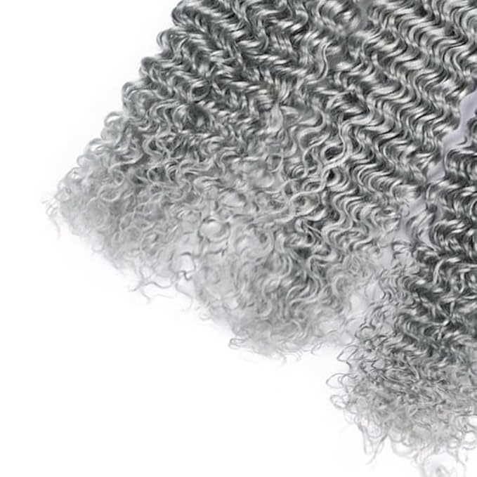 30 32 34 inch Grey Human Hair Bundles Silver Deep Wave Bundles Gray Deep Wave Bundle