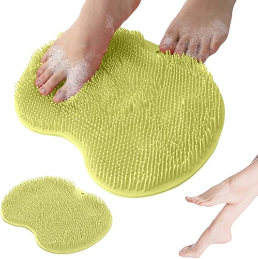 Shower Foot Scrubber Mat, 2025 New Foot Back Cleaning Pad Back Washer with Non-Slip Suction Cups, Wall Mounted Exfoliating Bath Wash Pad for Men and Women (Green)