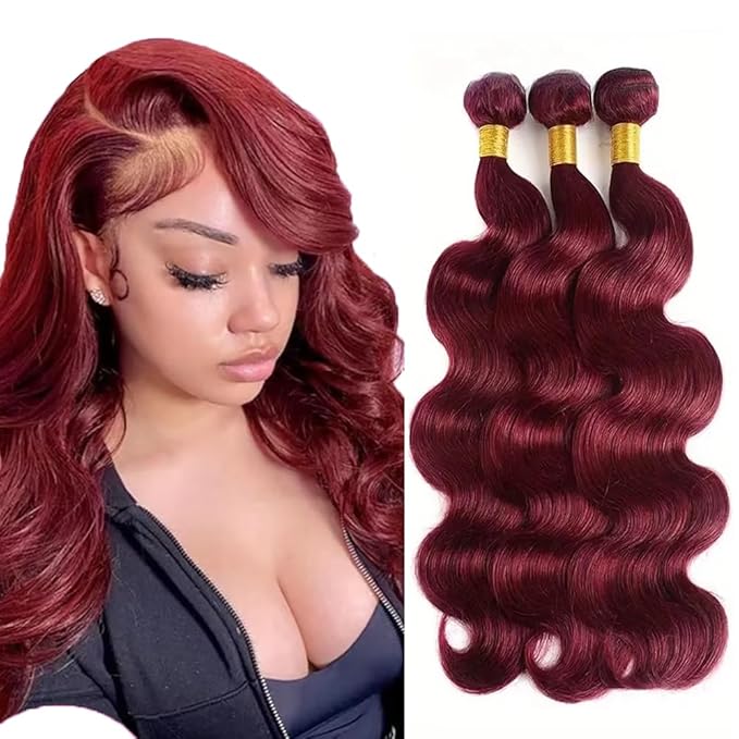 Burgundy Bundles 99J Human Hair Bundles 22 24 26 inch Red Body Wave Bundle Burgundy Body Wave Bundle