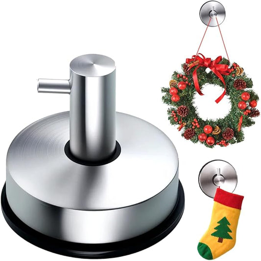 Suction Cup Hooks for Shower, 2025 New No Drill Suction Cup Hooks for Wreaths on Glass, Gold Silver Black Garland Hanger for Door Frame Wreaths Bathroom Window Mirrors (1, Silver)
