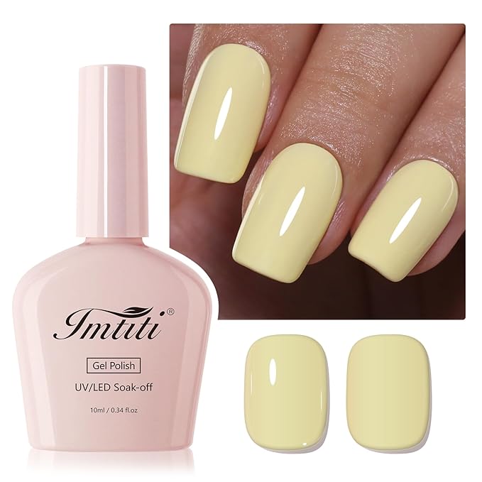 Imtiti Yellow Gel Nail Polish, 1Pcs Yellow Soak Off UV LED Gel Polish, Long Lasting, Nail Art Manicure Salon DIY at Home for Spring and Summer (0.34 Fl Oz-987)