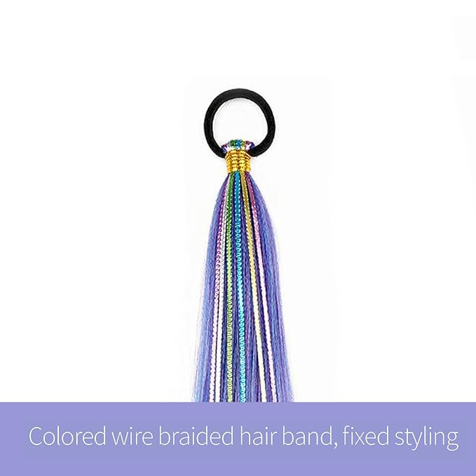 2 Pack Braid Ponytail Extensions, 26 Inch Braided Ponytail Wig with Elastic Tie for Girls (Purple/Blue/Pink#, 26 Inch (Pack of 2))