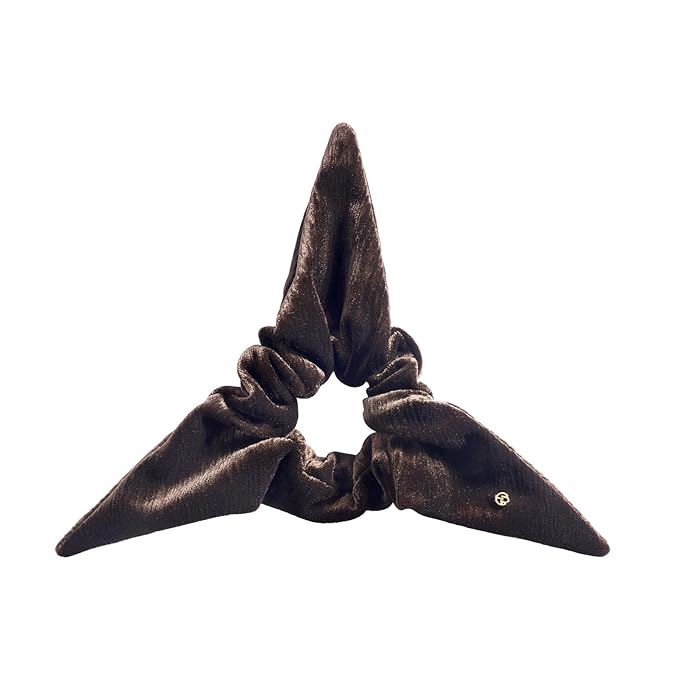Evita Peroni Winter Velvet Scrunchie - Triangle Hair Scrunchies for Women - Soft Stretchy Hair Ties - Elegant Hair Accessories with Luxe Gift Box (Brown)