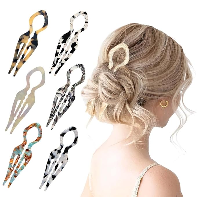 Prestige Hair Pin for Women, Hair Pins for Majority Hair, Elegant Hair Clips for Women for Updos, Chignons French Twists, Double notch Locking Mechanism Anti-loosening Hairpins (6PCS Light color)