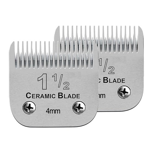 2 Packs 1-1/2 Detachable Replacement Ceramic Blades set,Compatible with Compatible with Andis/oster Classic 76/Star-Teq/Power-Teq/A5 Clipper,Cut Length 5/32"(4mm)