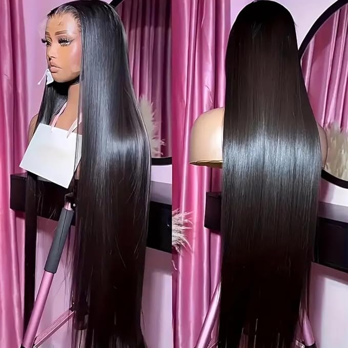 30 Inch 13x6 Lace Front Wigs Human Hair 200 Density Straight HD Lace Front Wigs Human Hair Pre Plucked with Baby Hair Natural Color Glueless Frontal Wig for Women 100% Brazilian Virgin Human Hair