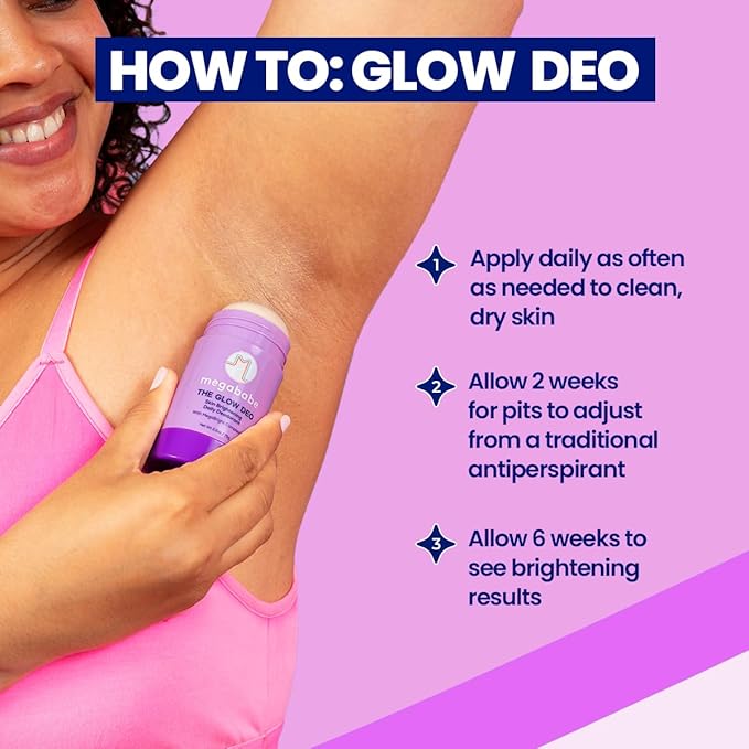 Megababe Daily Deodorant - The Glow Deo with 72 hour Odor Protection | Holiday Gifts for Women, Aluminum-Free, All Natural | MegaBright complex brightens skin, 2.6 oz