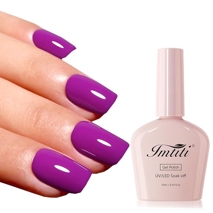 Imtiti Neon Purple Gel Nail Polish for Nail Art, Long Lasting Midnight Purple UV LED Gel Polish, Professional Salon Quality DIY at Home Manicure Set, 0.34 Fl Oz (10ml)-1916
